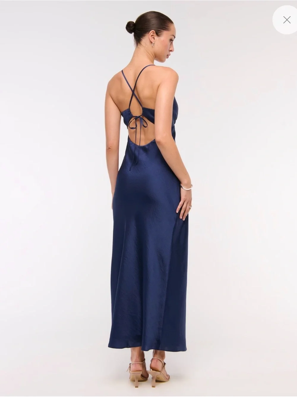 Abercrombie & Fitch Navy Satin Slip Maxi Dress